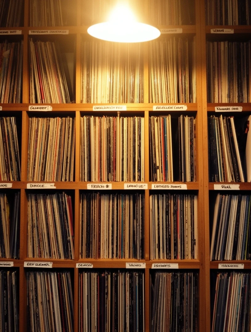 壁一面のレコード棚